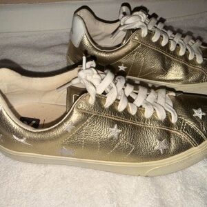 Madewell Metallic Gold Star Sneakers